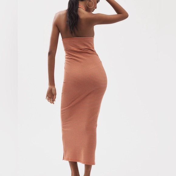Striped Halter slim midi dress - Picture 2 of 11